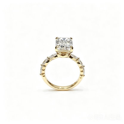 radiant yellow gold ring | lab-grown diamonds | solid gold | pave band