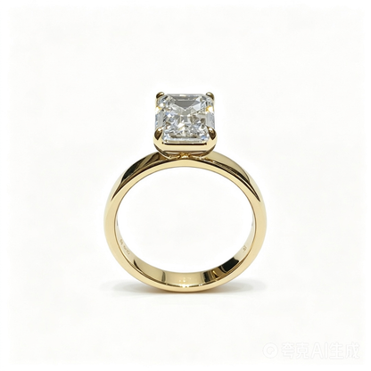 Emerald Yellow Gold Ring | Lab-Grown Diamonds | Solid Gold | Sophisticated