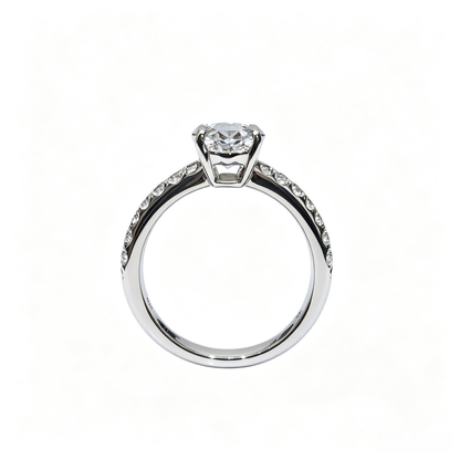 Oval White gold Ring | Lab-Grown Diamonds | Solid Gold | Luxury | Pave Shank