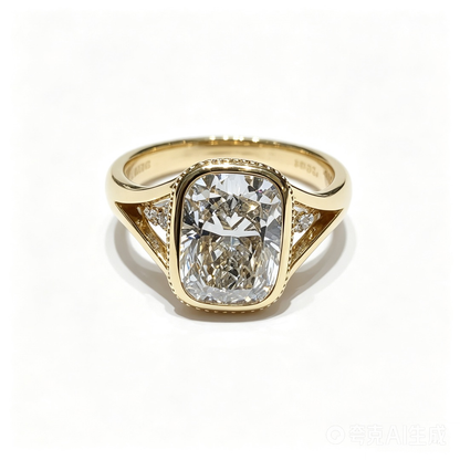 Yellow Gold Cushion Ring | Under Gallery Diamonds | Lab-Grown Diamonds | Solid Gold